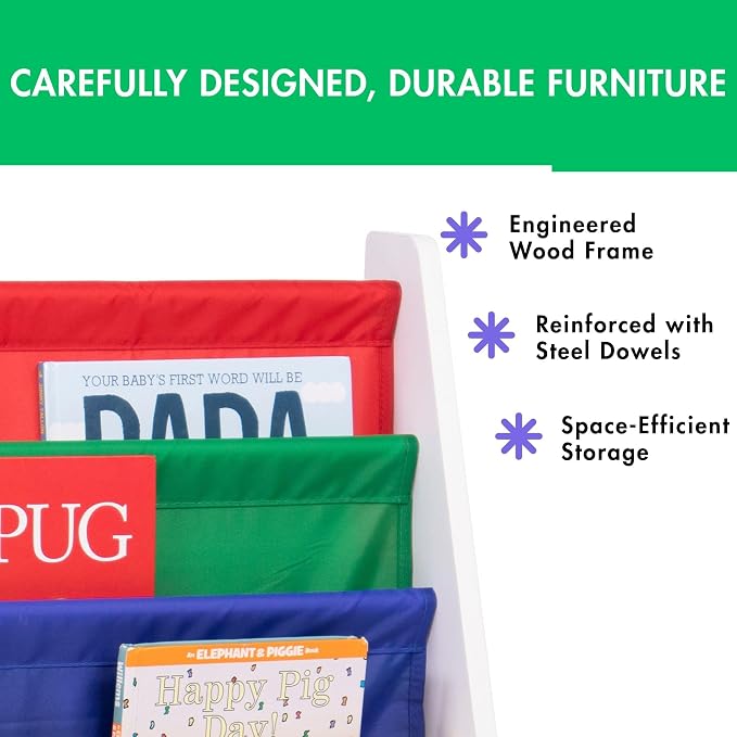 Humble Crew 4-Tier Kids Bookshelf, Nursery Bookcase Organizer - Image 6