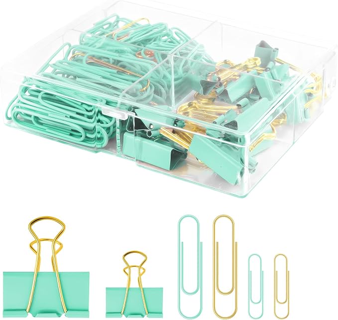 Cute Paper Clips Binder Clips Combo Set, Cute Office Supplies Set by CREECHWA