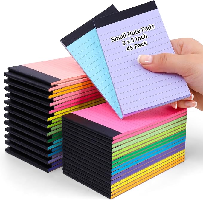 Oleitodh 48 Pack 3x5 Note Pads, 12 Colors Mini Memo Pad, 80GSM Lined Small by Oleitodh
