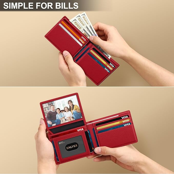 Wallet for Men Slim RFID Blocking Leather Credit Card Holder Wallet for 14 Cards - Image 5