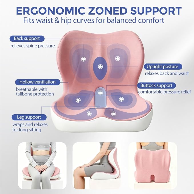 Seat Cushion for Office Chair and Car, Ergonomic Memory Foam Seat Cushion - Image 3