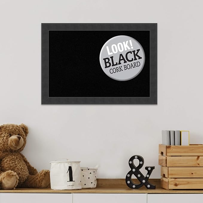 Amanti Art Black Cork Board for Wall, 14x20 Vision Board with Black Wood Frame, Small Corkboard Office Decor for Home Organization, Modern Contemporary Corkboard Pinboard to display items for home-DeskLoop Office