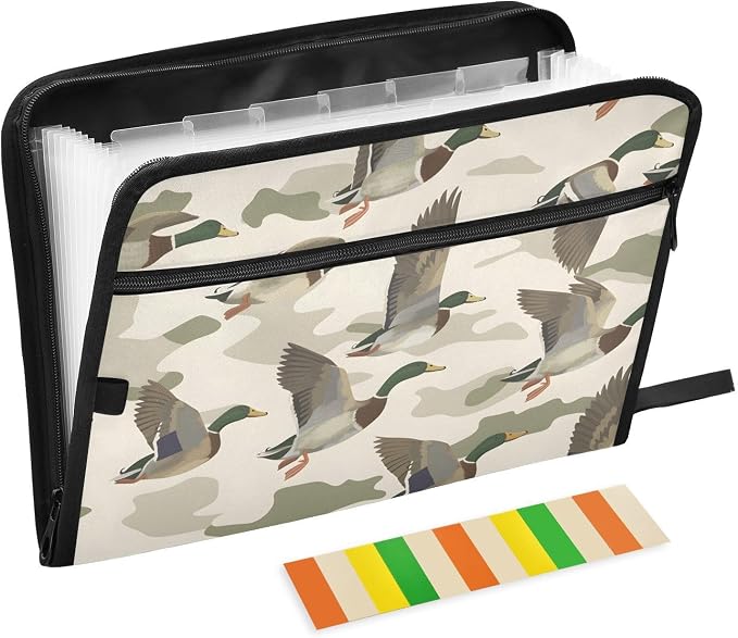 Expanding File Folder Wild Duck Camouflage Accordion File Organizer 13 Pockets by ALAZA