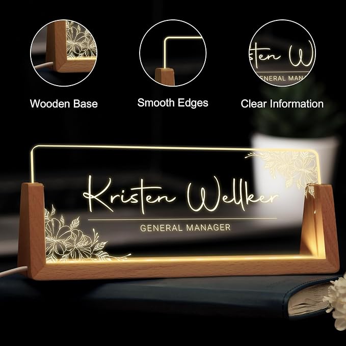 Custom Name Plate for Desk, Personalized Light Up Acrylic Desk Name Plate - Image 4
