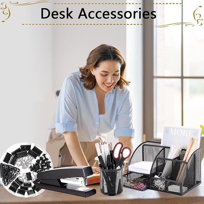 Office Supplies, Desk Accessories, Stapler and Tape Dispenser Set, 1000 Staples - Image 9