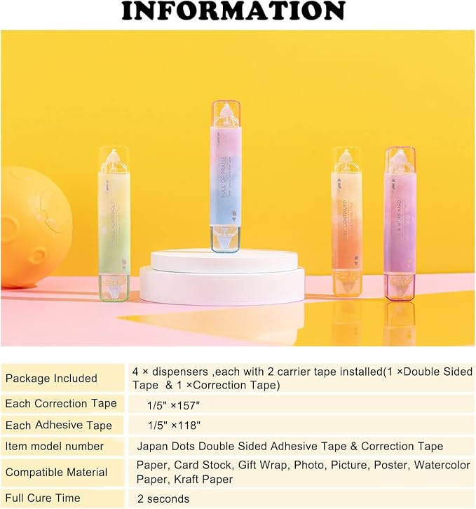2 in 1 Correction Tape and Double Sided Tape Roller, Cute Quick Dry Japan - Image 6