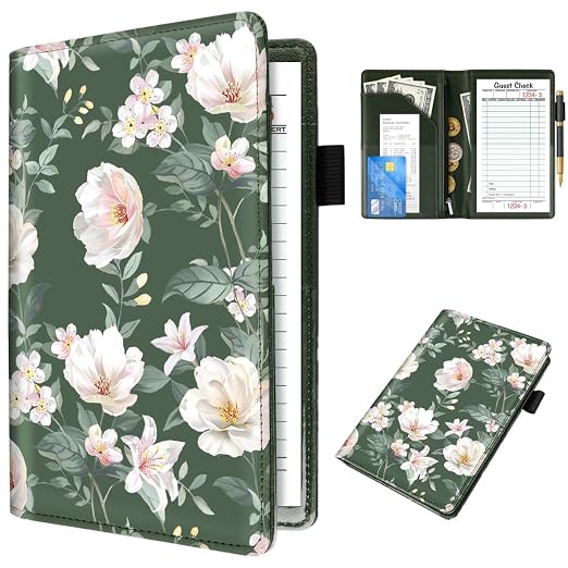 Cute Server Books for Waitress Waiter, Leather Guest Book Note Pad by WAVEYU