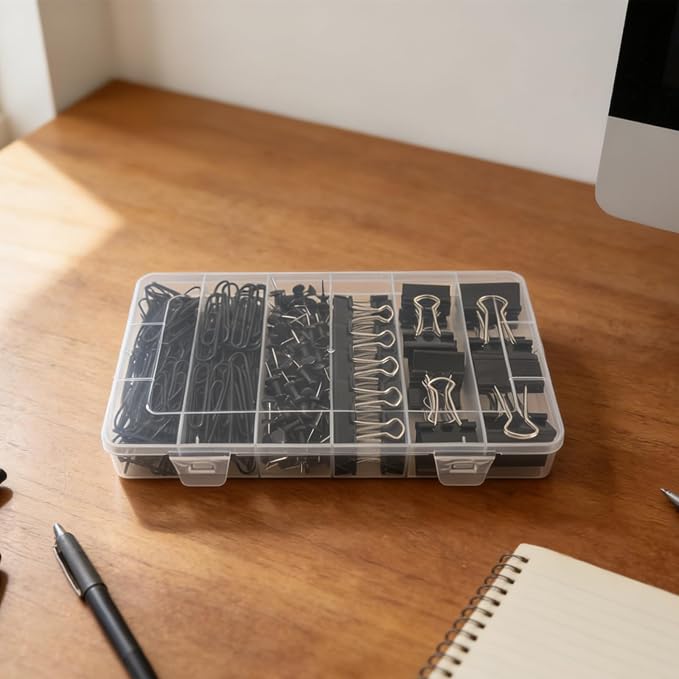 282 Pcs Black Office Clips Set Binder Clips and Paper Clips Push Pin Colored - Image 4