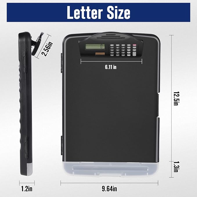 Sunnyclip Clipboard with Storage & Calculator, Heavy Duty Plastic Clip Board - Image 7