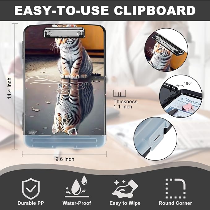 Clipboard with Storage, Heavy Duty Plastic Storage Clipboard with Low Profile - Image 3