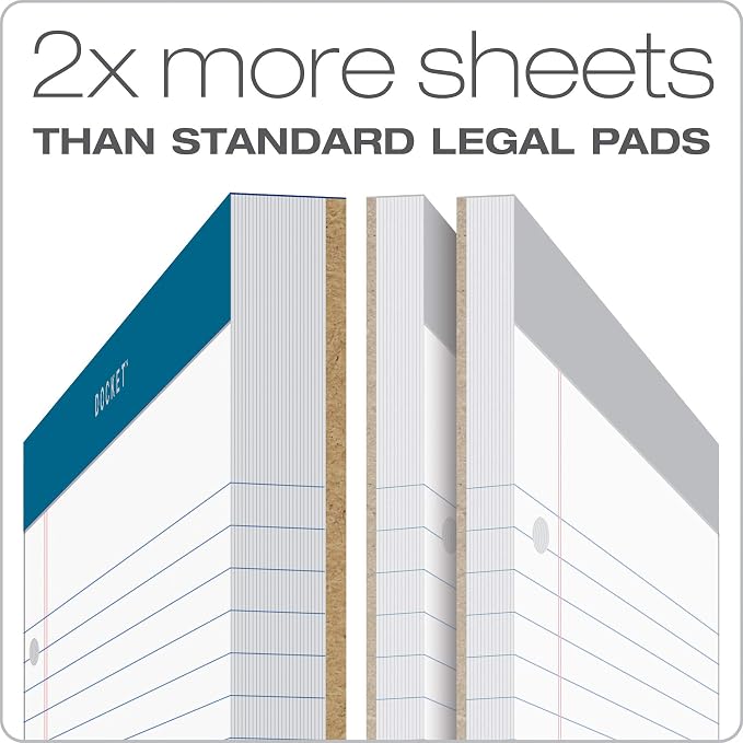 TOPS Docket Writing Pads, 8-1/2" x 11-3/4", Legal Rule, 3-Hole Punched - Image 2