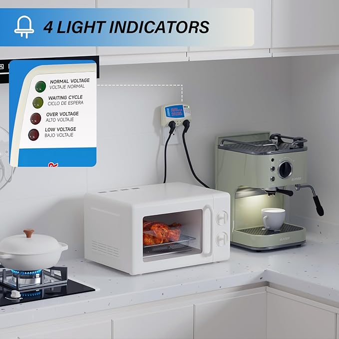 BSEED Home Appliance Surge Protector, Surge Protector for Refrigerator Wall Mount Three Plugs with Protection Low/High Voltage Protector Brownout Outlet Plug in 125V, 1875W, 2 Pack-DeskLoop Office