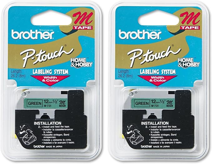 Brother Tape Cartridge 0.5IN Wide, Non-Laminated Black On Green by Unknown