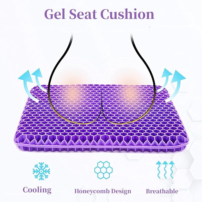 Gel Seat Cushion for Long Sitting, Double Thick Office Desk Home Wheelchair - Image 3