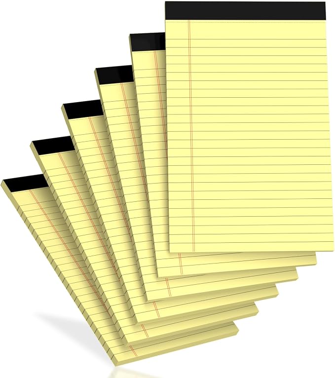 6 pcs Note Pads Legal Pads 5x8, Notebook College Ruled, 6 Pack Micro Perforated by Glyanlee