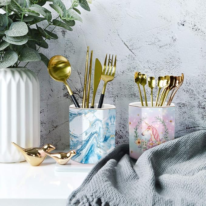 Pen Holder, Pencil Holder for Desk Marble Pattern Pencil Cup for Girls Kids - Image 7