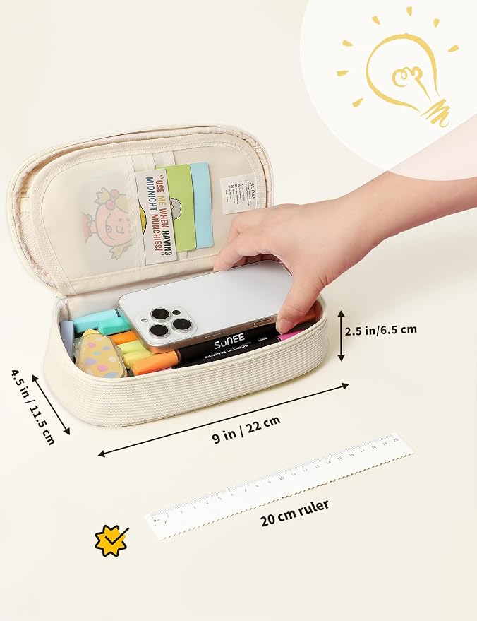 SUNEE Cute Pencil Case, Large Pencil Pouch, Aesthetic Big Pencil Bag - Image 5