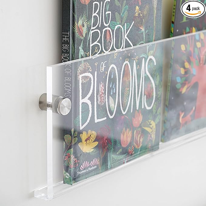 4-Pack 24" Acrylic Magazine Holder Vinyl Records Holder, Wall Display Floating by ROYALITA