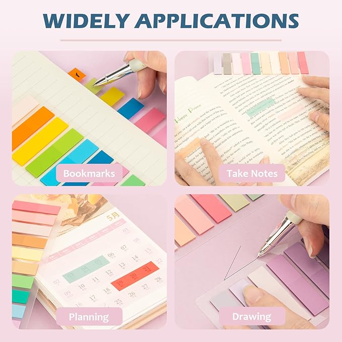 3200Pcs Books Tabs for Annotating, Sticky Tabs, Sticky Notes, Morandi Page Markers, Multi-Colored Writeable and Repositionable Book Flags Strip (3200Pcs)-DeskLoop Office