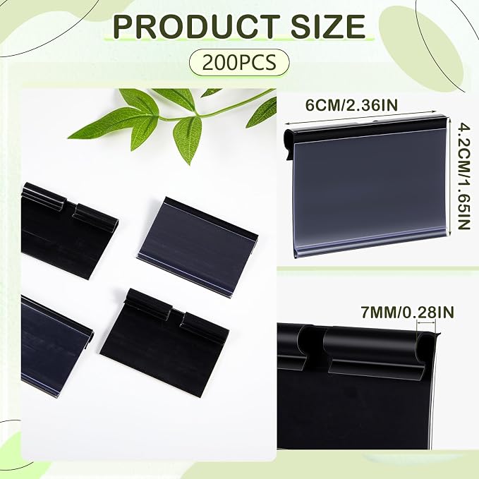 Tatuo 200 Pcs Reusable Plastic Wire Shelf Label Holders, Price Card Sign - Image 2