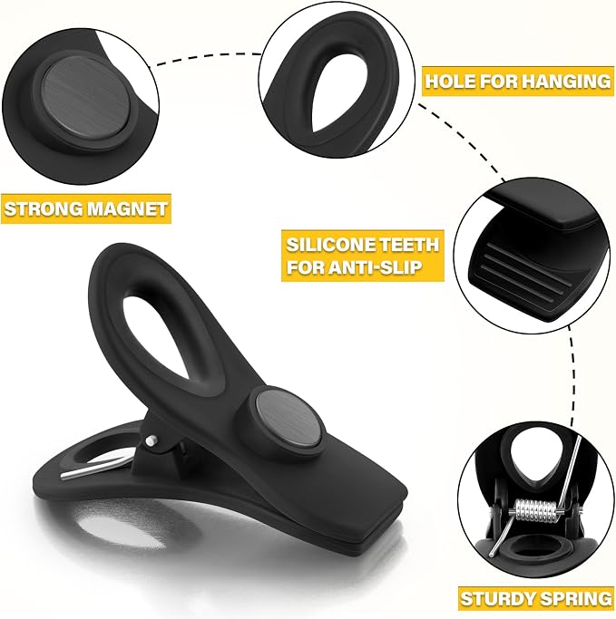 10PCS Magnetic Chip Clips Airtight Seal Reusable Black Bag Clips - Image 6