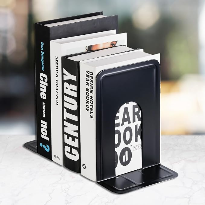 MaxGear 8.5 in Extra Large Heavy Duty Book Ends, Classic Book Stopper - Image 7