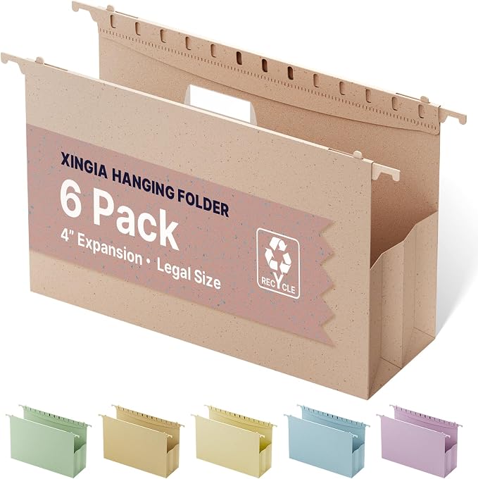 XINGIA Legal Size Hanging File Folders Extra Capacity, 6 Pack Plastic Hanging by Unknown