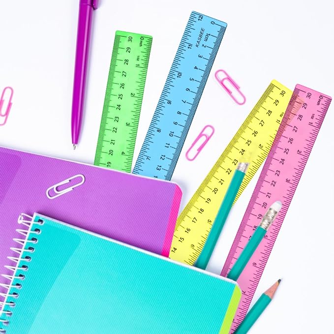 12 Inch Clear Ruler, Kids Ruler, School Ruler, Colored Plastic Rulers, in and cm - Image 7
