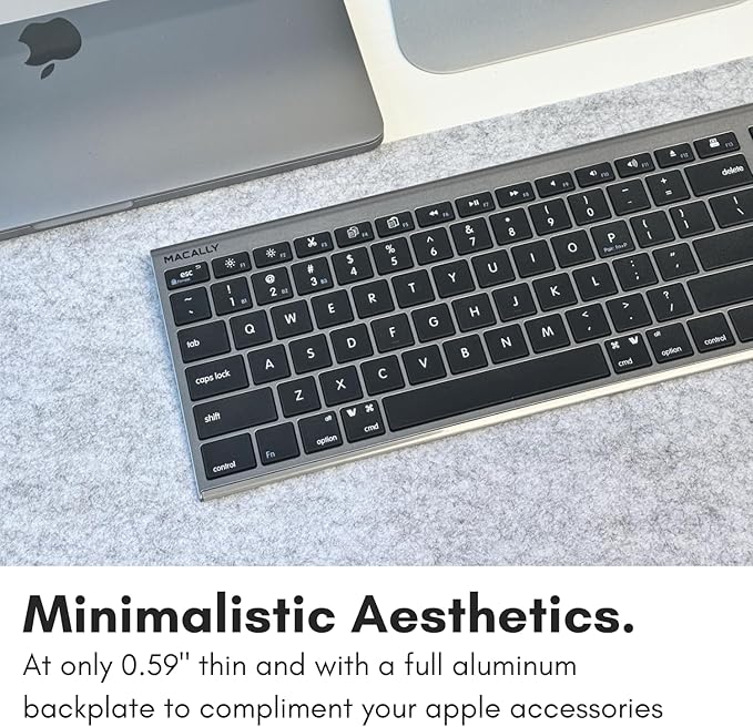 Macally Wireless Bluetooth Keyboard for Mac - Compatible Apple Keyboard or MacBook Pro/Air, iMac - Multi-Device, Up to 3 Devices with 110 Keys, 20 Shortcuts, Numeric Keypad, and Rechargeable-DeskLoop Office