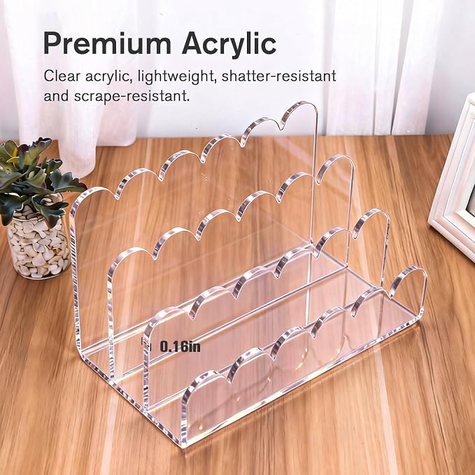 3 Compartments Acrylic Mail Organizer, Vertical File Sorter & Scalloped Desk - Image 3