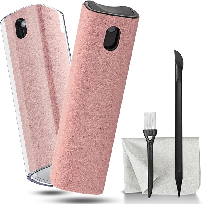 WALRFID 2 Pack Screen Cleaner Spray and Wipe, Computer Laptop Cleaning Kit for Electronic iPad, iPhone, Cellphone, Monitor, MacBook Pro, Car Display, Tablet, TV Flat Screens, Pink-DeskLoop Office