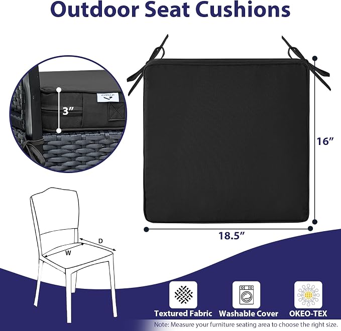 IPYNBAP Outdoor Chair Cushions Set of 4 -Waterproof Outdoor Seat Cushions - Image 6