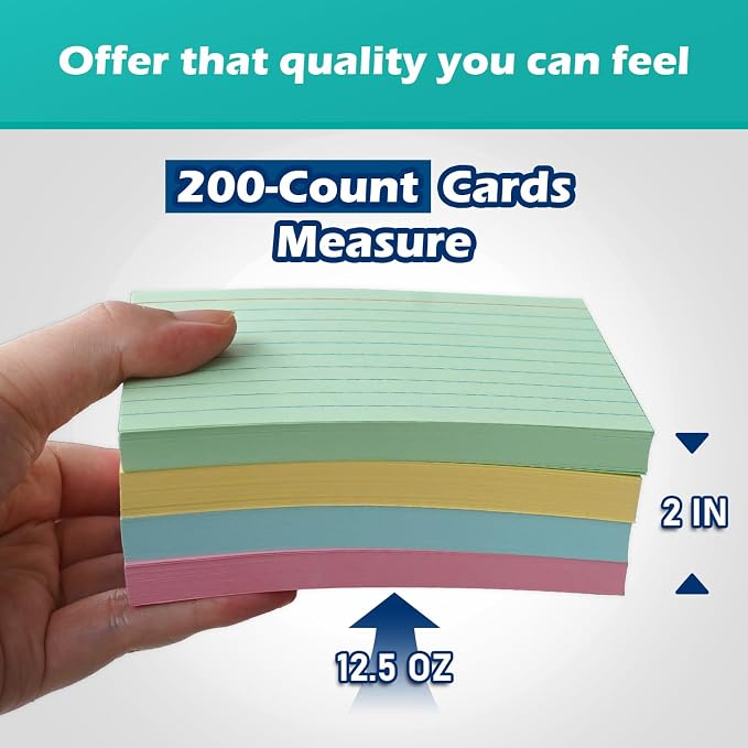 Blue Lined Index Cards 3x5 Ruled Note Cards 200 Count, 180 GSM Heavy Weight - Image 6