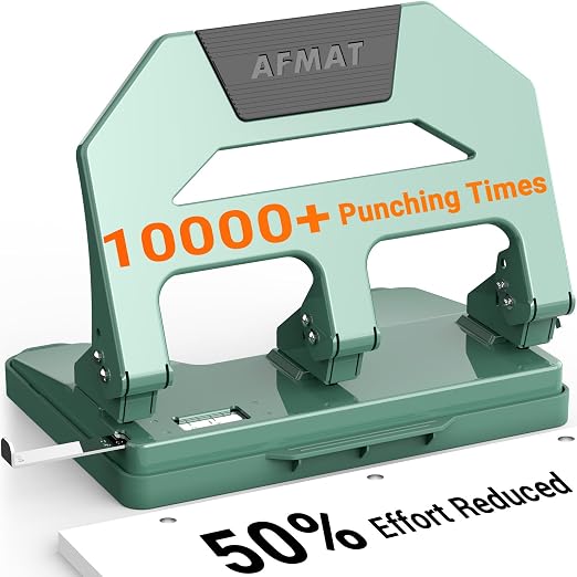 AFMAT Heavy Duty 3 Hole Puncher, 40-Sheet Three Hole Punch Heavy Duty, 50% by AFMAT