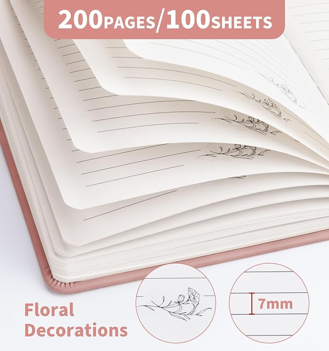 Lined Journal Notebook for Women Men, A5 Hardcover Leather Journals for Writing - Image 3