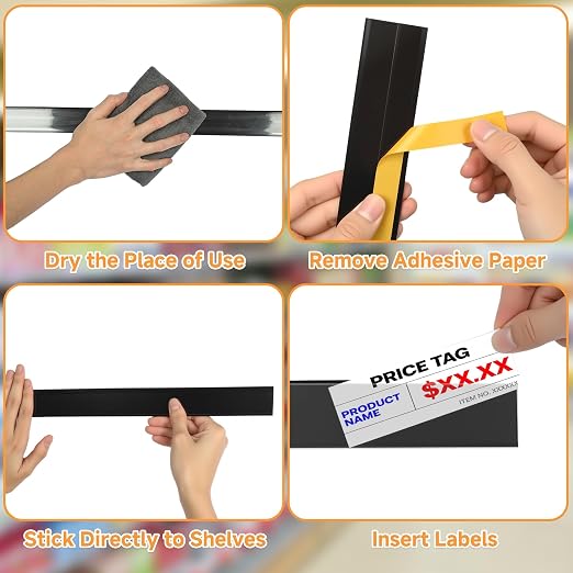 50 Pcs Shelf Label Strips 1.5''H x 48''L Self Adhesive Label Holder - Image 7
