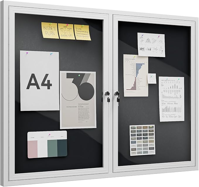 48"x36" Lockable Enclosed Bulletin Board, Outdoor Flet Weather-Resistant - Image 2