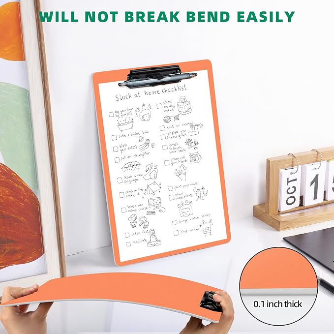 FRETONBA Orange Clipboard with Pen Holder, 2 Pack Plastic Clipboard with Low - Image 7