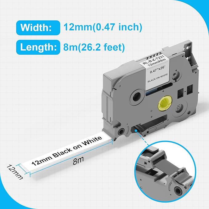 Label Maker Tape 12mm 0.47 White Replacement - Image 4