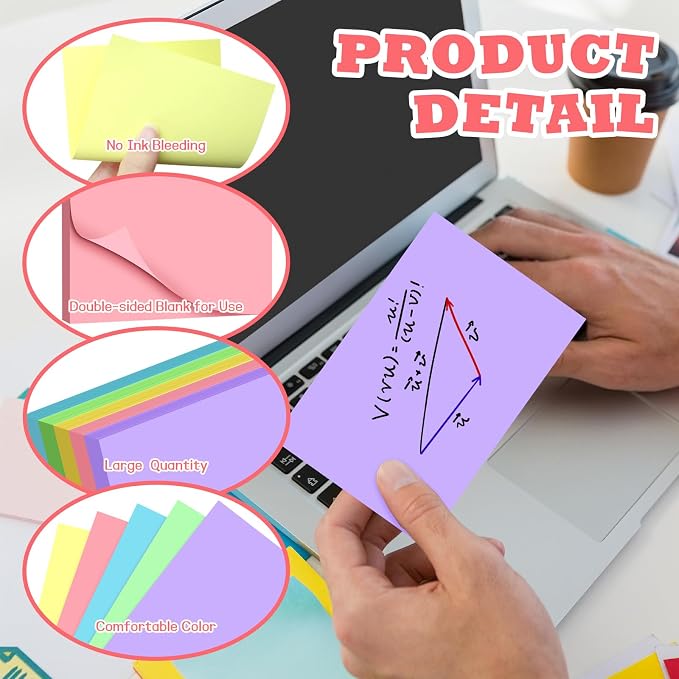 BIGNC Colored Index Cards 4x6, 190 Pack Blank Index Cards, Flash Cards - Image 3