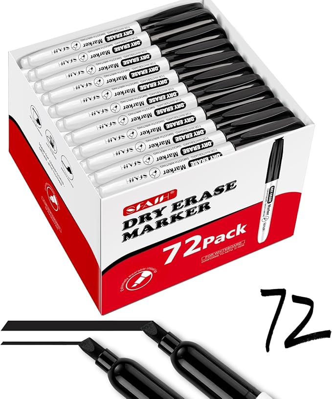 SFAIH Dry Erase Markers Whiteboard Markers, 72 Pack, Chisel Tip, Versatile Lines by SFAIH