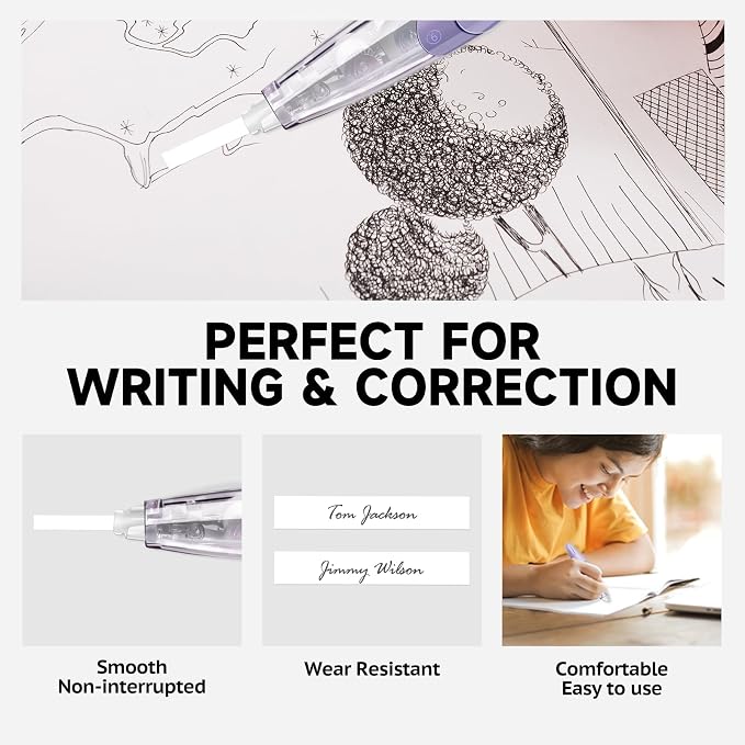Refillable Retractable White Correction Tape, Pen Shaped White Smooth Pull Out - Image 5