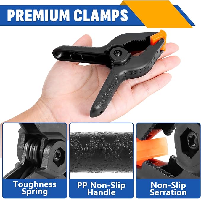 40 Pack 4.5 inch Plastic Spring Clamps, Backdrop Clips, Woodworking Clamps - Image 3