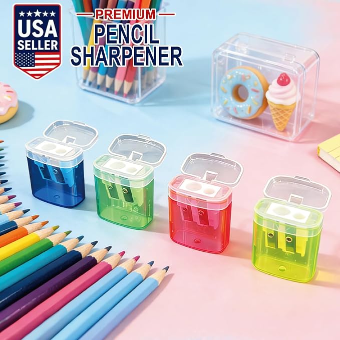 108 Pack Manual Pencil Sharpener Bulk, Double Hole Handheld Sharpener - Image 2