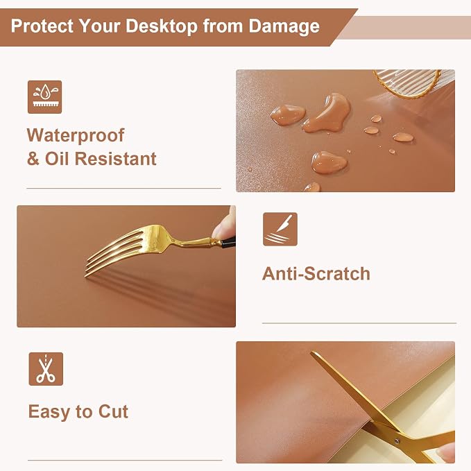 OstepDecor Brown Table Cover Protector 24 x 48 Inch, 1.5mm Thick Plastic Table - Image 6