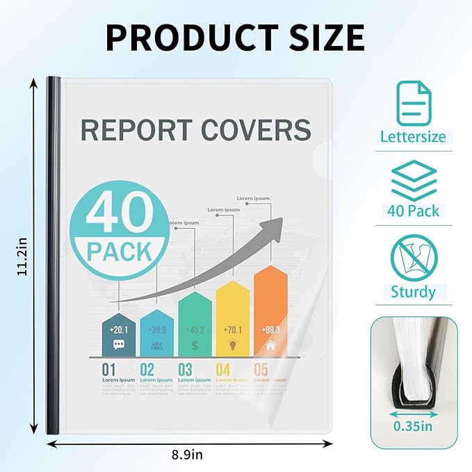 Binditek 40 Pack Clear Report Covers - Image 2
