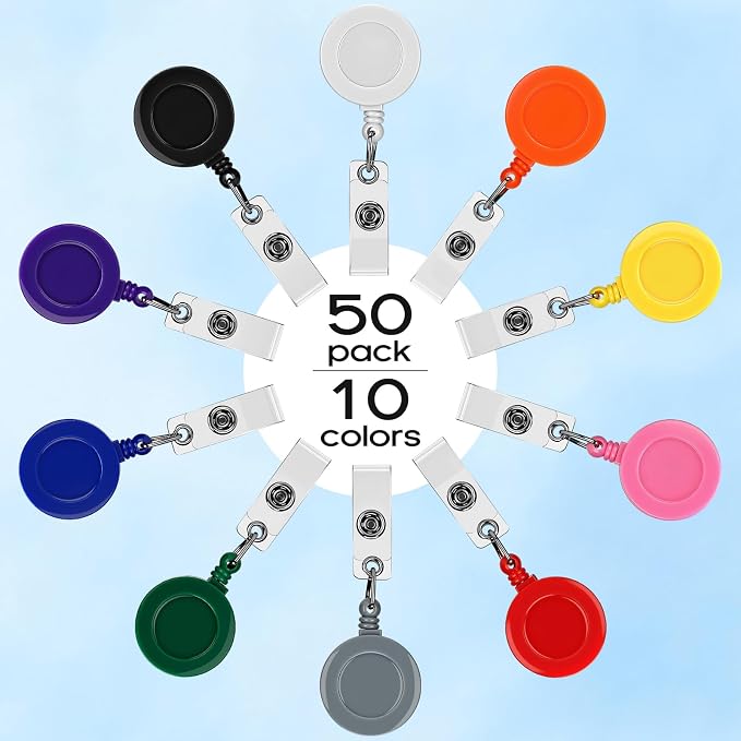 Zonon 50 Pcs Retractable Badge Holder Reels - Image 2