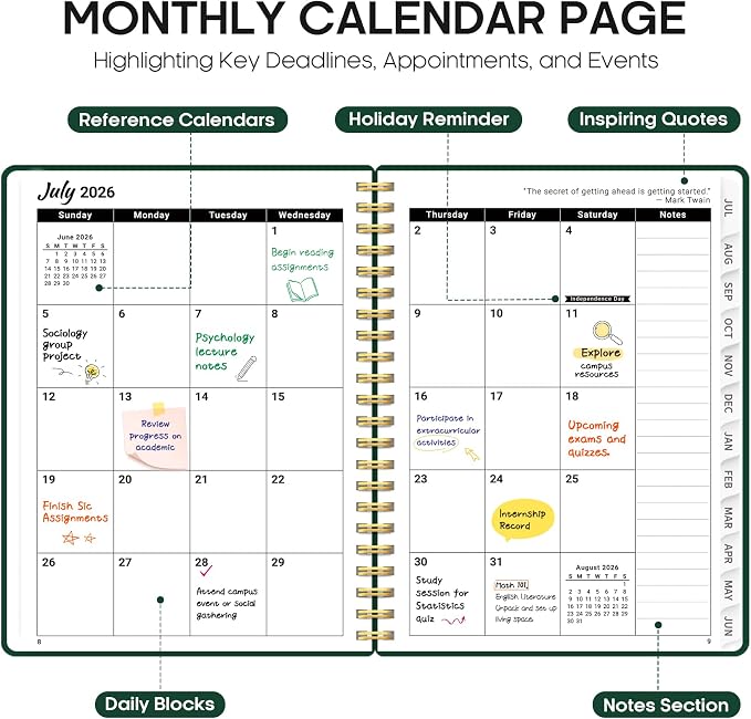 Planner 2026-2027, Weekly and Monthly Academic Year Planner Calendar, July 2026 - Image 2