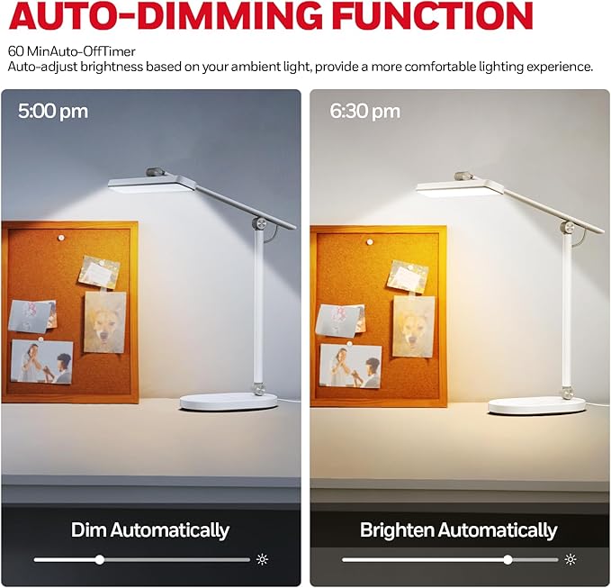 Honeywell Desk Lamp for Home Office, H4 Sunturalux™ Eye-Caring LED Desk Light, 700LM Dimmable Desk Lamp with Timer, Adjustable Desk Reading Light, Touch Auto Dimming Table Lamp for Study, Bedroom-DeskLoop Office