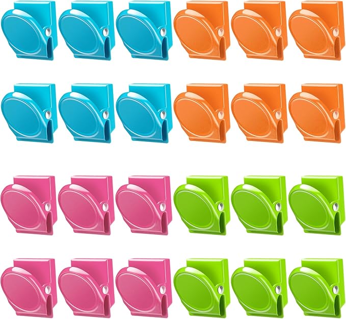 VICNOVA Magnetic Clips, 24 Pieces Magnetic Metal Chip Clips Fridge Magnets by VICNOVA